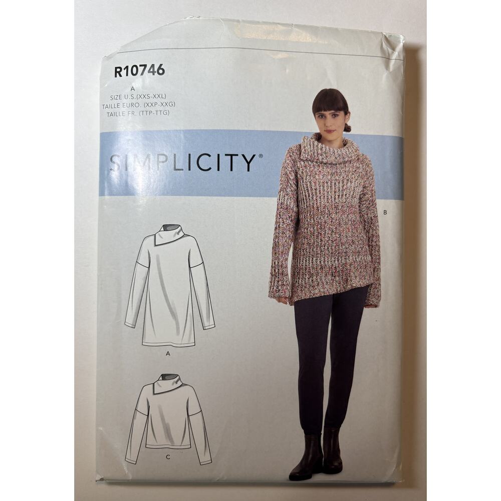 Simplicity 10746 Misses Top XXS - XXL Sized Stretch Knits Tunic Top vn